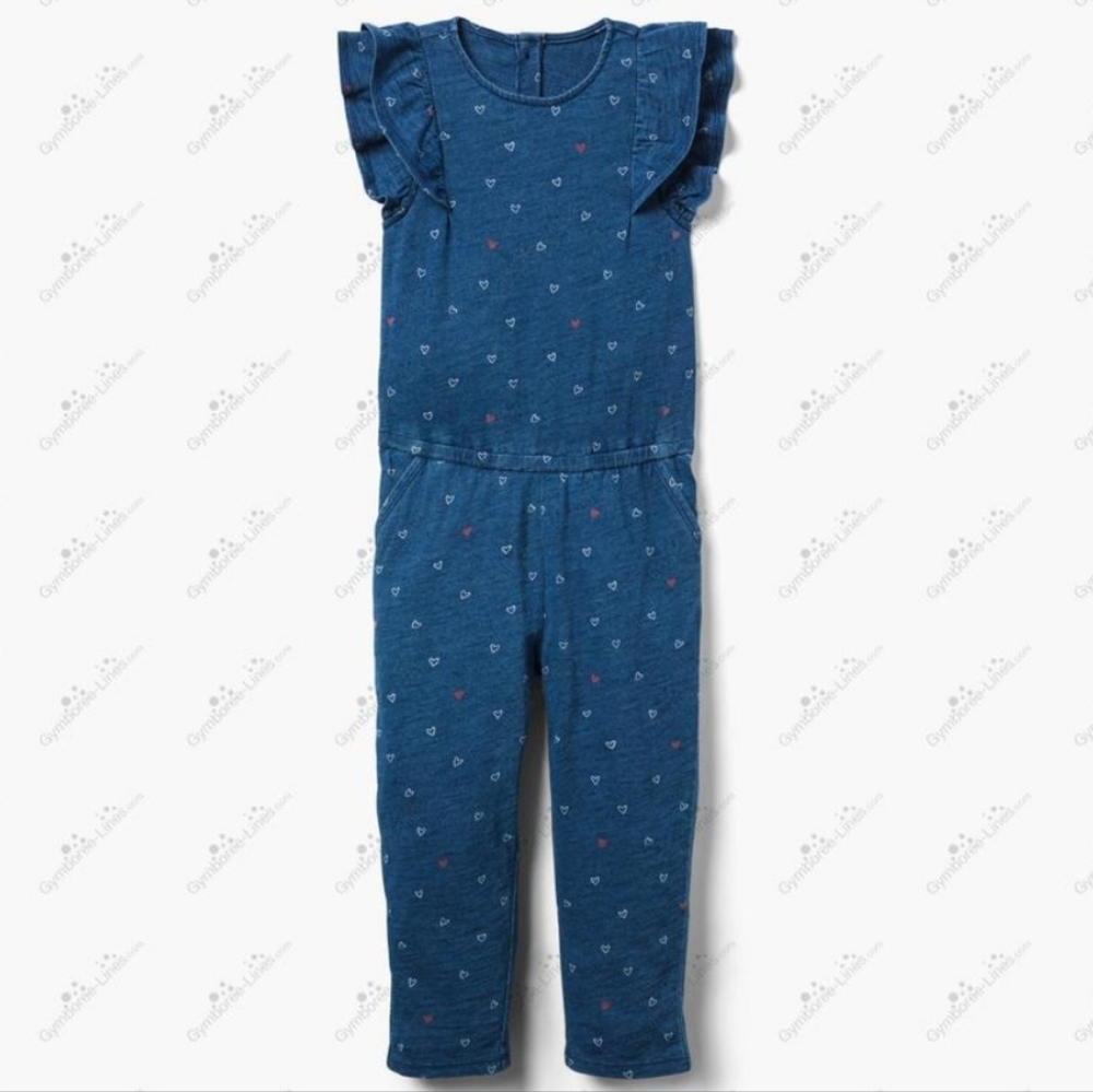 GYMBOREE | Navy Heart Print Jumpsuit 🤍🩷